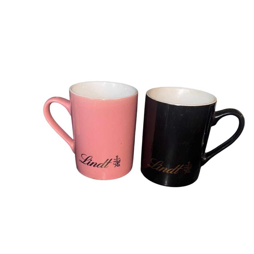 Lindt Pink Ceramic Mug By Maud Borup Dishwasher & Microwave Safe 4.5" Tall Set o
